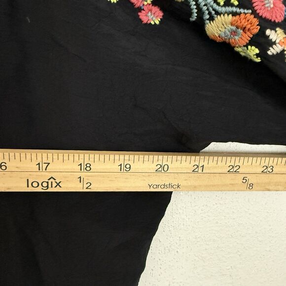 Johnny Was Embroidered Tunic Emily Top Womens Sz Small Black Boho Long Sleeves - Picture 11 of 11